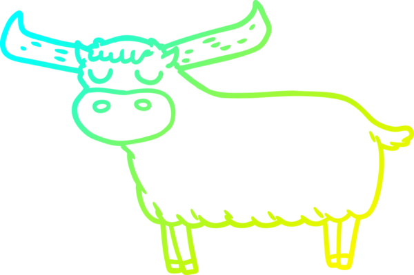 Bir insan tarafından çizilmiş bir çizgi film boğasının soğuk eğik çizgisi.