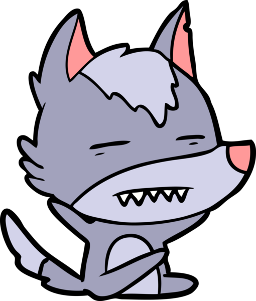 Bir insan tarafından çizilen dişleri gösteren bir kurt çizgi filmi.