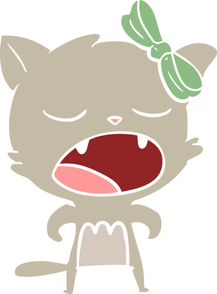 Bir insan tarafından miyavlanan düz renkli çizgi film kedisi.