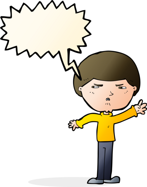 Bir insan tarafından çizilmiş konuşma balonu olan kaba bir adam.