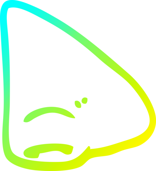 Bir insan tarafından çizilmiş bir karikatür burnunun soğuk eğim çizgisi.