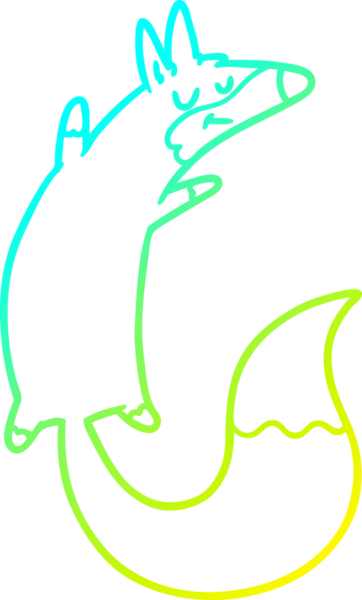 Bir insan tarafından çizilen çizgi film zıplayan tilki çizimi.