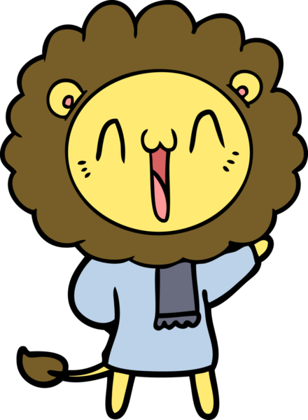 Bir insan tarafından çizilmiş mutlu çizgi film aslanı.