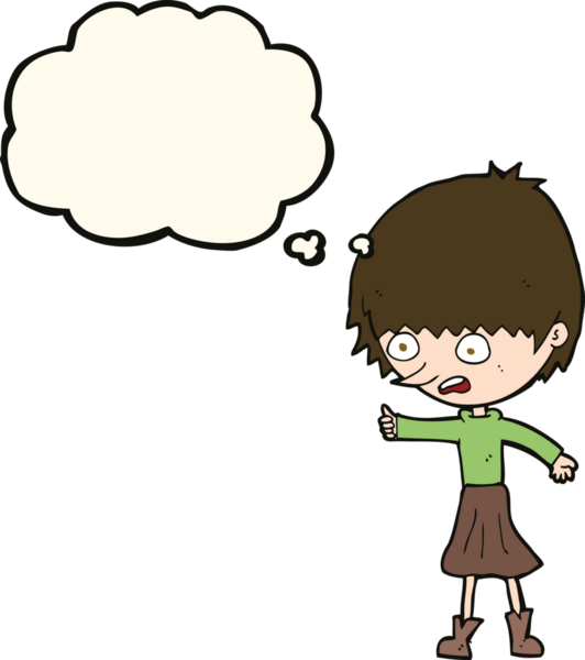 Bir insan tarafından çizilen düşünce baloncuğuyla strese giren çizgi film kadını.