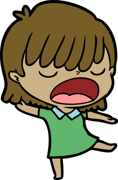 Çizgi filmdeki kadın bir insan tarafından yüksek sesle çizilmiş.