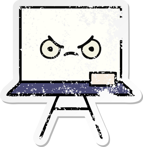 Bir insan tarafından çizilmiş beyaz bir karikatür çıkartması.