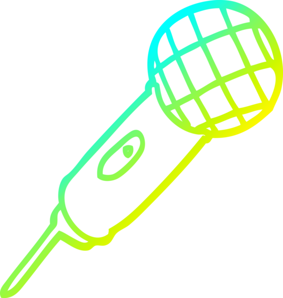 Bir insan tarafından çizilmiş bir çizgi film mikrofonunun soğuk gradyan çizimi