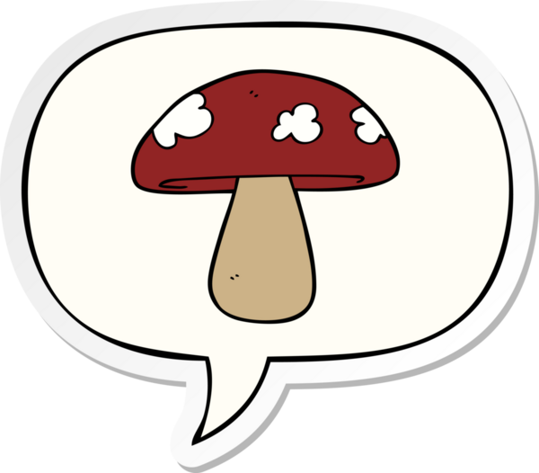 Bir insan tarafından çizilmiş konuşma balonu çıkartmalı mantar mantarı.