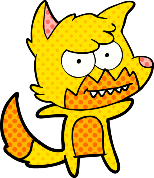 Bir insan tarafından çizilmiş tilki çizgi film karakteri