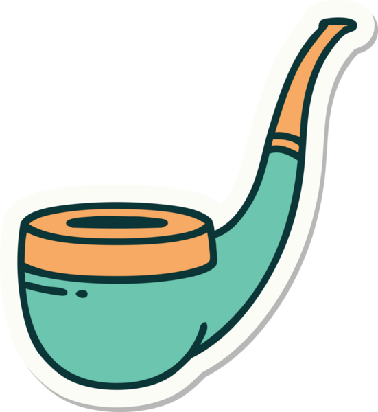 Bir insan tarafından çizilmiş sigara piposunun geleneksel stiliyle dövme çıkartması.