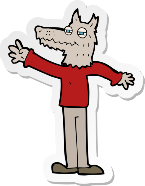 Bir insan tarafından çizilmiş, sallanan bir kurdun çıkartması.