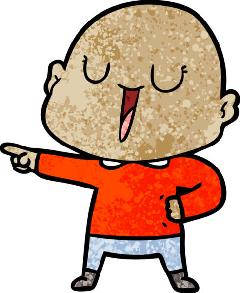 Bir insan tarafından çizilmiş mutlu, kel adam.