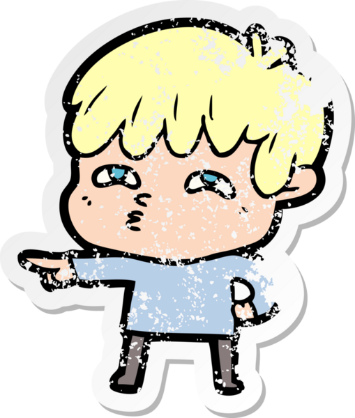 Bir insan tarafından çizilmiş garip bir adamın sıkıntılı çıkartması.