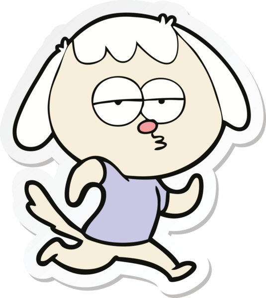 Bir insan tarafından çizilmiş sıkılan bir köpeğin çıkartması.