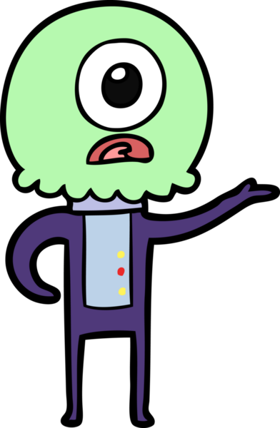 Çizgi film Tepegöz uzaylı uzay adamı bir insan tarafından çizilmiş.