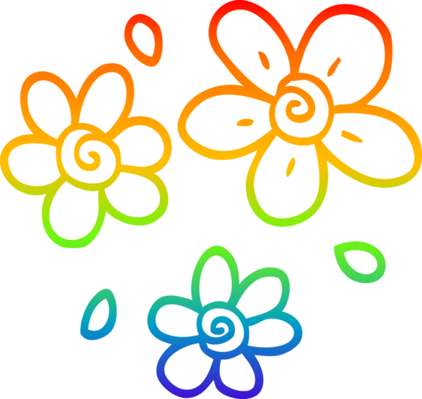 gökkuşağı gradyanı çizimi bir insan tarafından çizilmiş karikatür çiçekleri