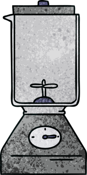 Bir insan tarafından çizilmiş bir yemek mikserinin el çizimi karikatürü.