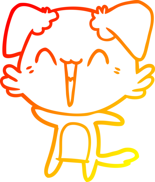 Bir insan tarafından çizilmiş mutlu, küçük bir köpek çizgi filmi.