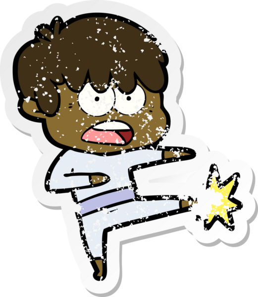 Bir insan tarafından çizilmiş endişeli bir çizgi film çocuğunun sıkıntılı çıkartması.