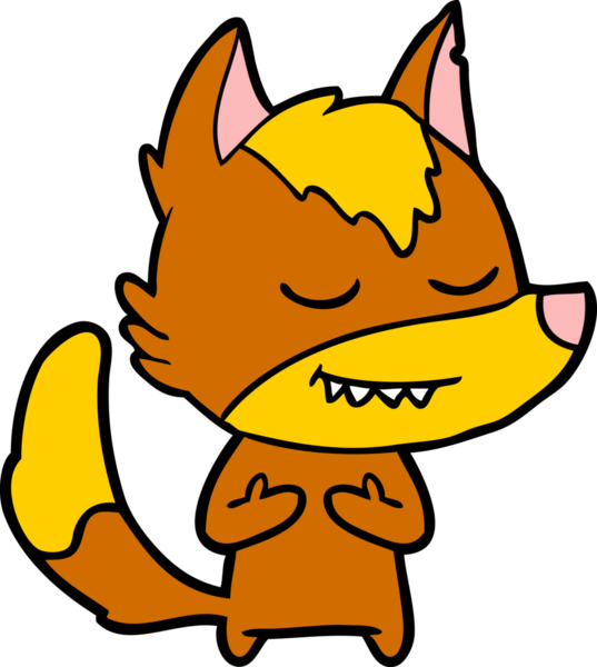 Bir insan tarafından çizilmiş tilki çizgi film karakteri