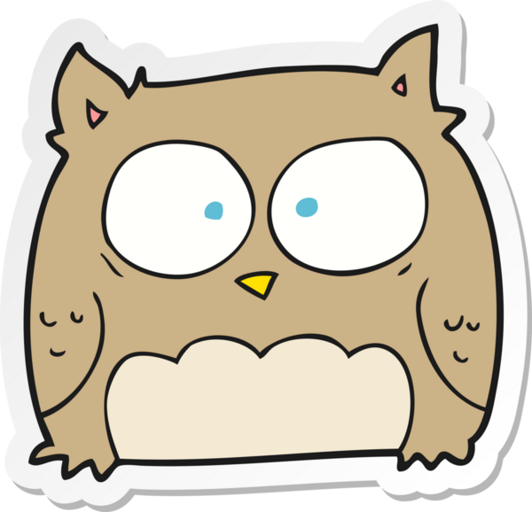 Bir insan tarafından çizilmiş bir baykuşun çıkartması.