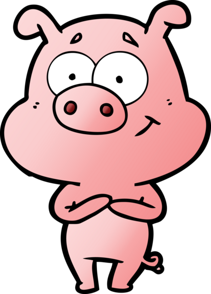 Bir insan tarafından çizilmiş mutlu çizgi film domuzu.