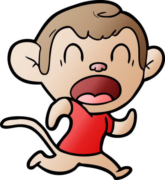 Bir insan tarafından çizilmiş bağıran çizgi film maymunu