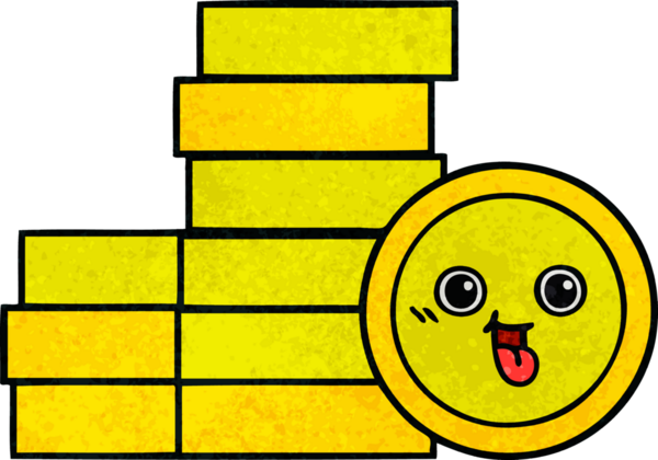 Bir insan tarafından çizilmiş eski grunge desenli bozuk paraların karikatürü