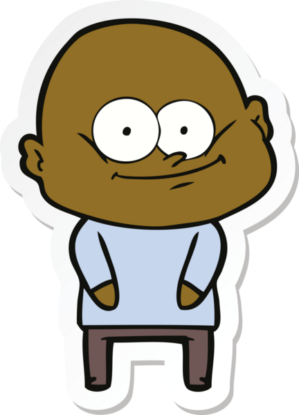 Bir insan tarafından çizilmiş kel bir adamın çıkartması.