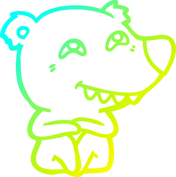 Bir insan tarafından çizilmiş dişleri gösteren bir kutup ayısının soğuk çizgi çizimi.