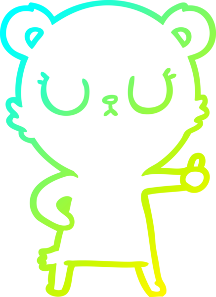 Bir insan tarafından çizilmiş barışçıl bir ayı yavrusunun soğuk gradyan çizgisi