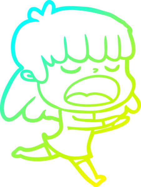 Bir insan tarafından yüksek sesle çizilmiş bir karikatür kadın çizimi.