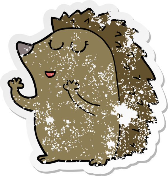 Bir insan tarafından çizilmiş bir kirpinin sıkıntılı çıkartması.