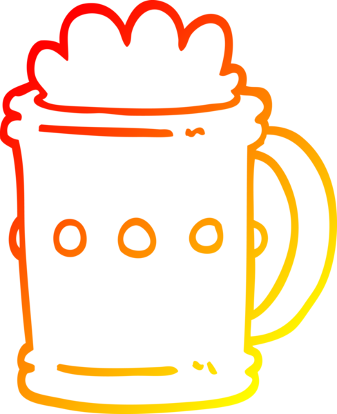 Bir insan tarafından çizilmiş bira karikatürünün sıcak gradyan çizimi