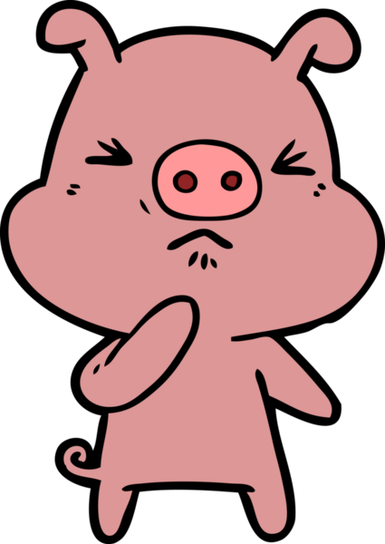 Bir insan tarafından çizilmiş kızgın domuz çizgi filmi.