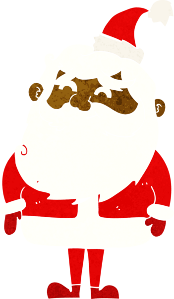 Bir insan tarafından çizilmiş Noel Baba çizgi filmi.