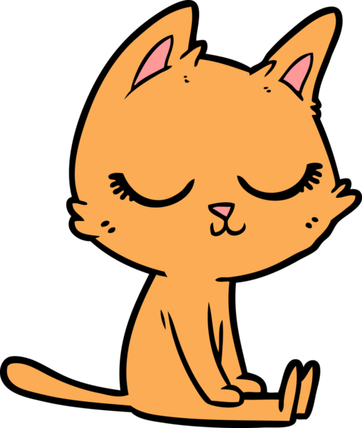 Bir insan tarafından çizilmiş sakin çizgi film kedisi.