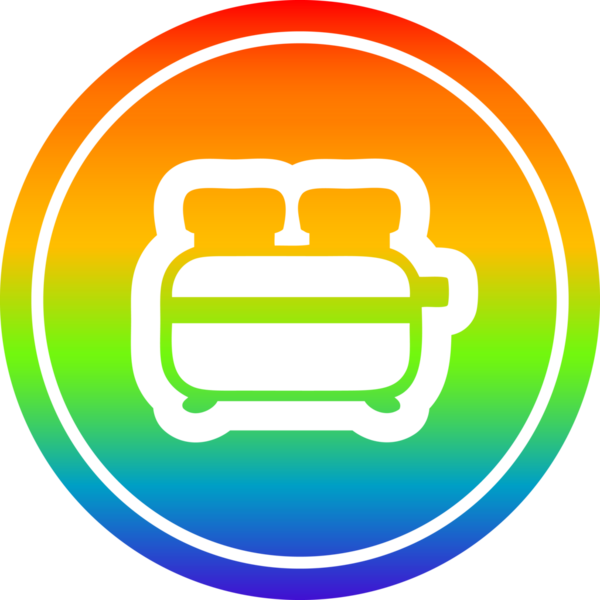 Gökkuşağı gradyan bir insan tarafından çizilmiş yanmış dairesel tost simgesi
