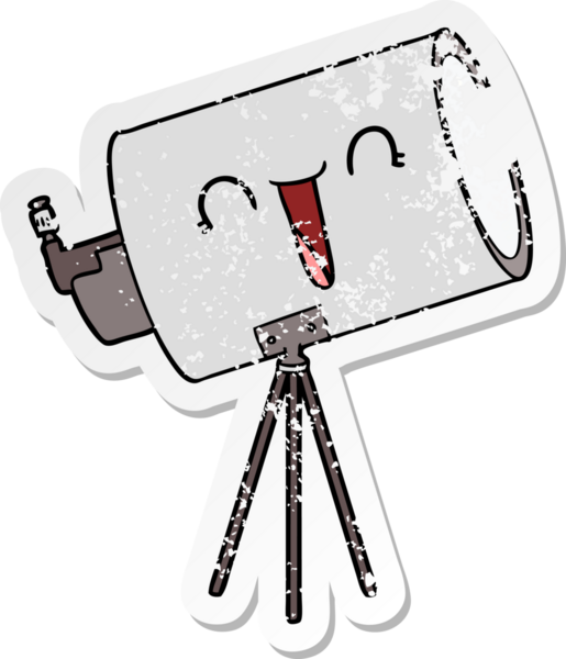 Bir insan tarafından çizilmiş karikatür teleskopu.