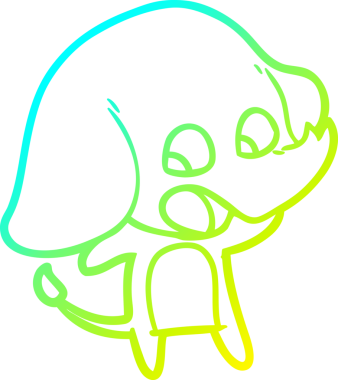 Bir insan tarafından çizilmiş şirin bir filin soğuk gradyan çizgisi