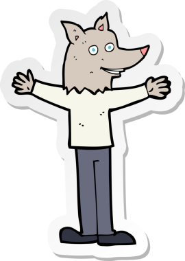 Bir insan tarafından çizilmiş bir kurt adamın çıkartması.