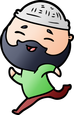 Bir insan tarafından çizilmiş mutlu sakallı bir adam.