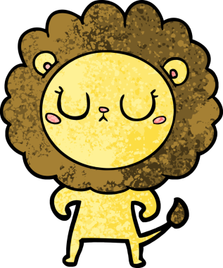 Bir insan tarafından çizilmiş çizgi film aslanı.