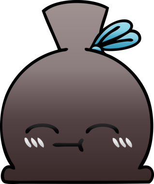 Bir insan tarafından çizilmiş bir çuvalın gölgeli çizgi filmi.