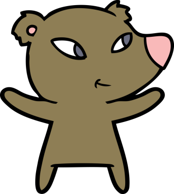 Bir insan tarafından çizilmiş sevimli çizgi film ayısı.