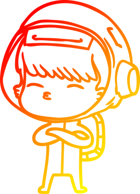 Bir insan tarafından çizilen çizgi film meraklısı astronotun sıcak gradyan çizimi