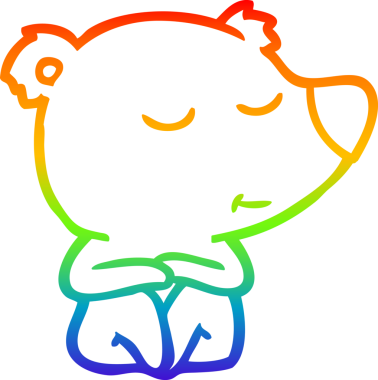 Bir insan tarafından çizilmiş mutlu bir kutup ayısının gökkuşağı gradyanı çizimi