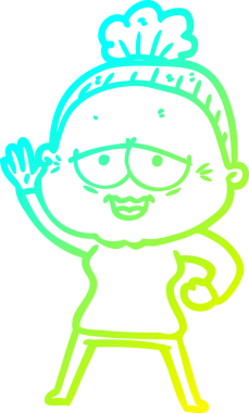 Bir insan tarafından çizilmiş, mutlu, yaşlı bir kadının çizdiği soğuk çizgi.