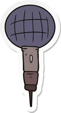 Bir insan tarafından çizilmiş bir karikatür mikrofonunun etiketi.