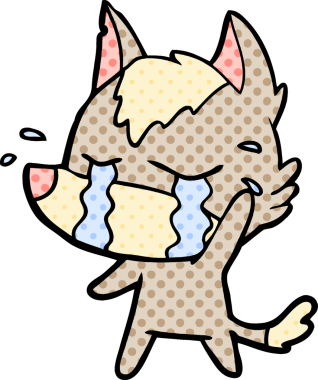 Bir insan tarafından çizilmiş ağlayan kurt çizgi filmi.